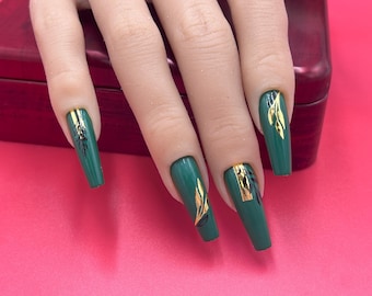 Gold Leaves Nail Sticker, Leaves Nail Sticker, Golden Nail Sticker, Plants Nail Sticker