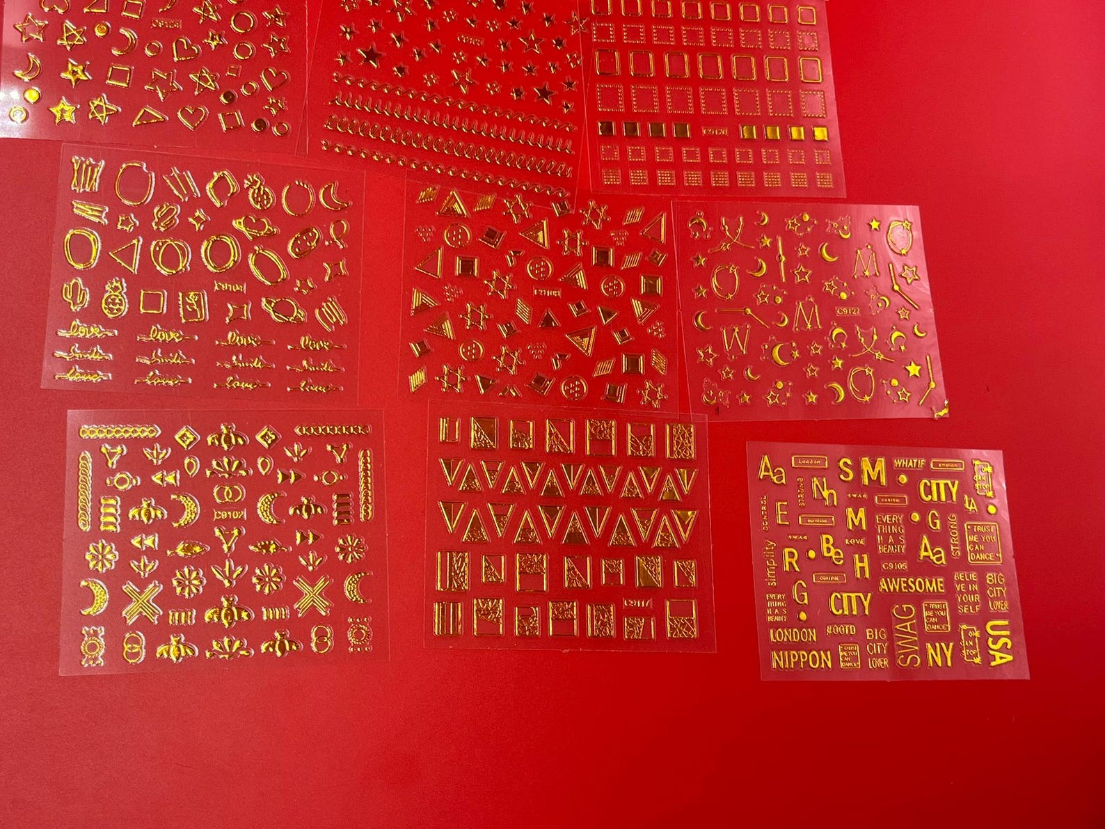 Hid Sticker 30 Pieces Gold Nail Stickers, Gold Stickers, Heart Stickers, Geometric ...