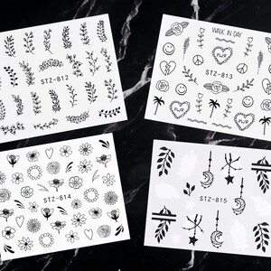 Nail Art Water Decals Stickers, Flowers And  Leaves Water Decal Sticker, Leaves Nail Sticker, Flowers Nail Sticker