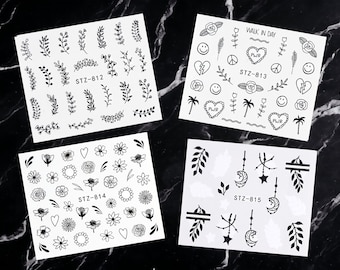 Nail Art Water Decals Stickers, Flowers And  Leaves Water Decal Sticker, Leaves Nail Sticker, Flowers Nail Sticker