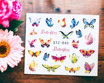 Butterflies Water Decal Sticker, Butterflies Water Decal Nail Sticker, Butterflies Water Decal Sticker, Butterflies Nail Sticker