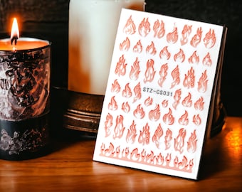 Pink And Red Fire Nail Sticker, Pink Fire Sticker, Pink Fire Nail Decals, Pink Fire Decal, Fire Sticker, Fire Decals, Fire Nail Sticker