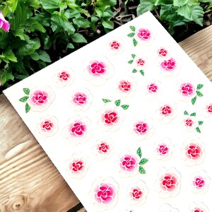 Roses Flower Nail Stickers, Pink Flower Nail Stickers, Flower Nail Decals, Flower Nail Sticker, 3D Nail Sticker, Nail Sticker,