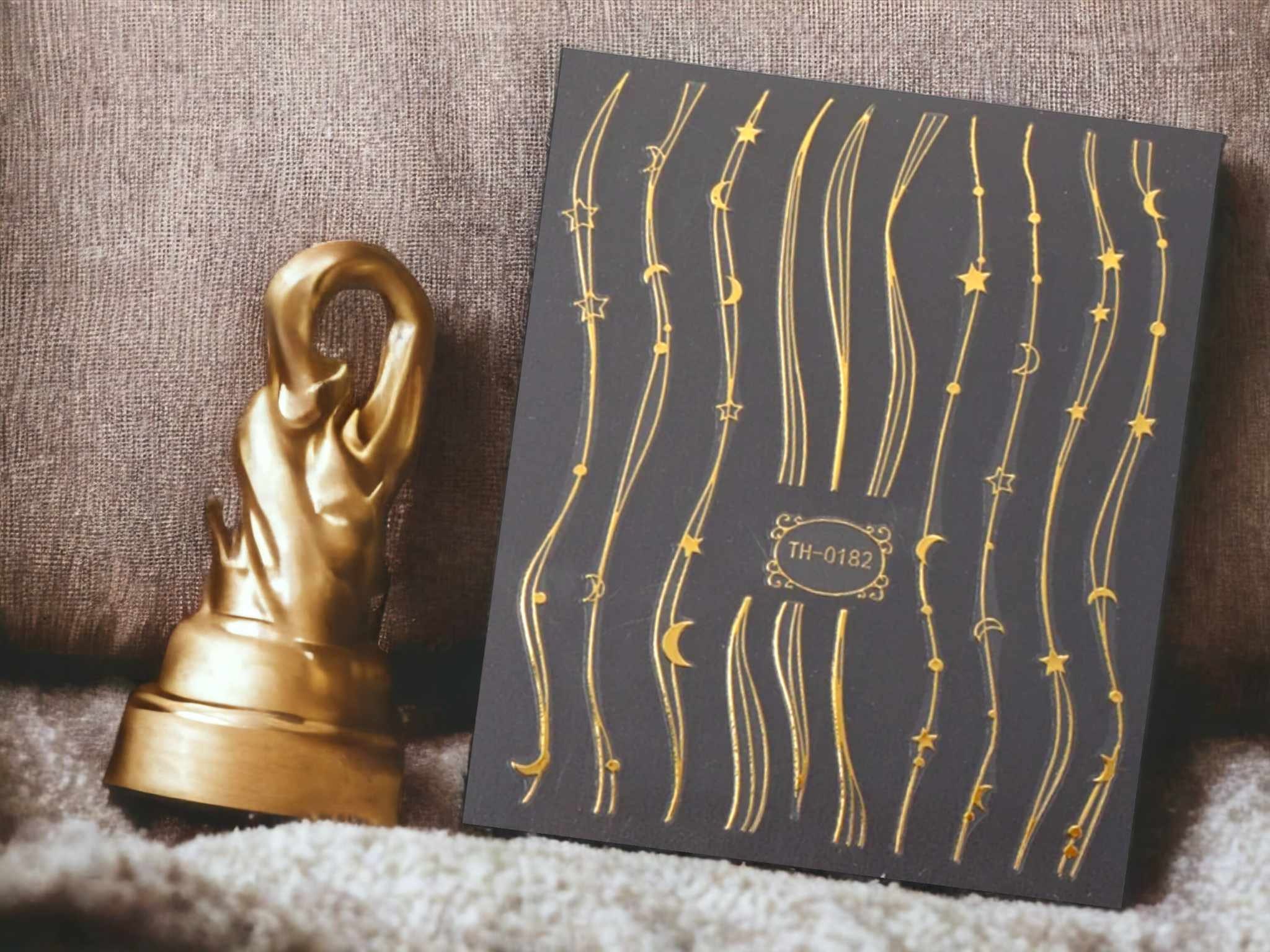 Golden Moon and Star Nail Sticker, Moon Nail Sticker, Star Nail Sticker