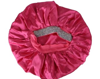 Satin Bonnet| Rhinestones| Sleep Cap| Bling Rhinestone Bonnet