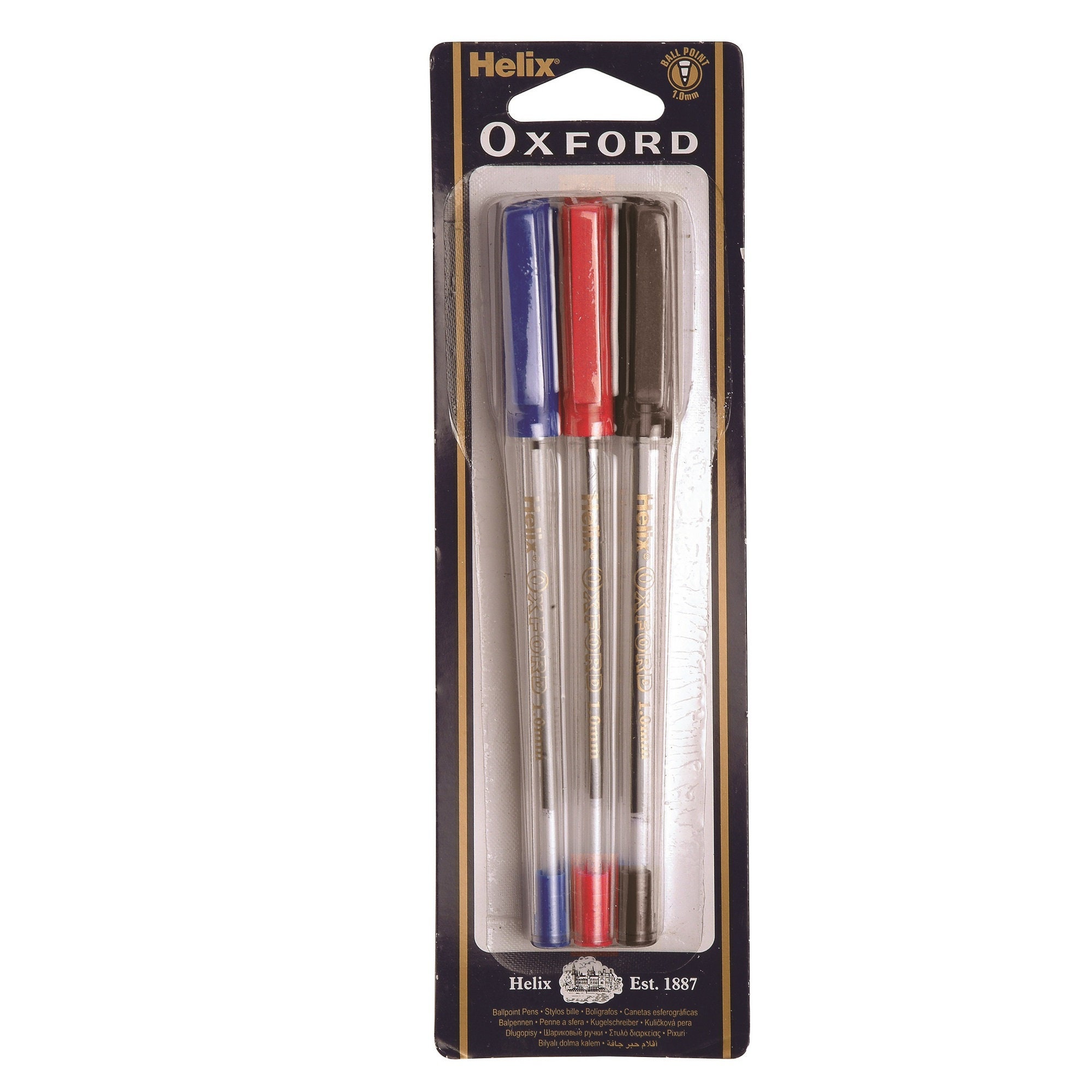 Helix Oxford Pens Ballpoint Stick 6 Pack Pen Black Red Blue Etsy