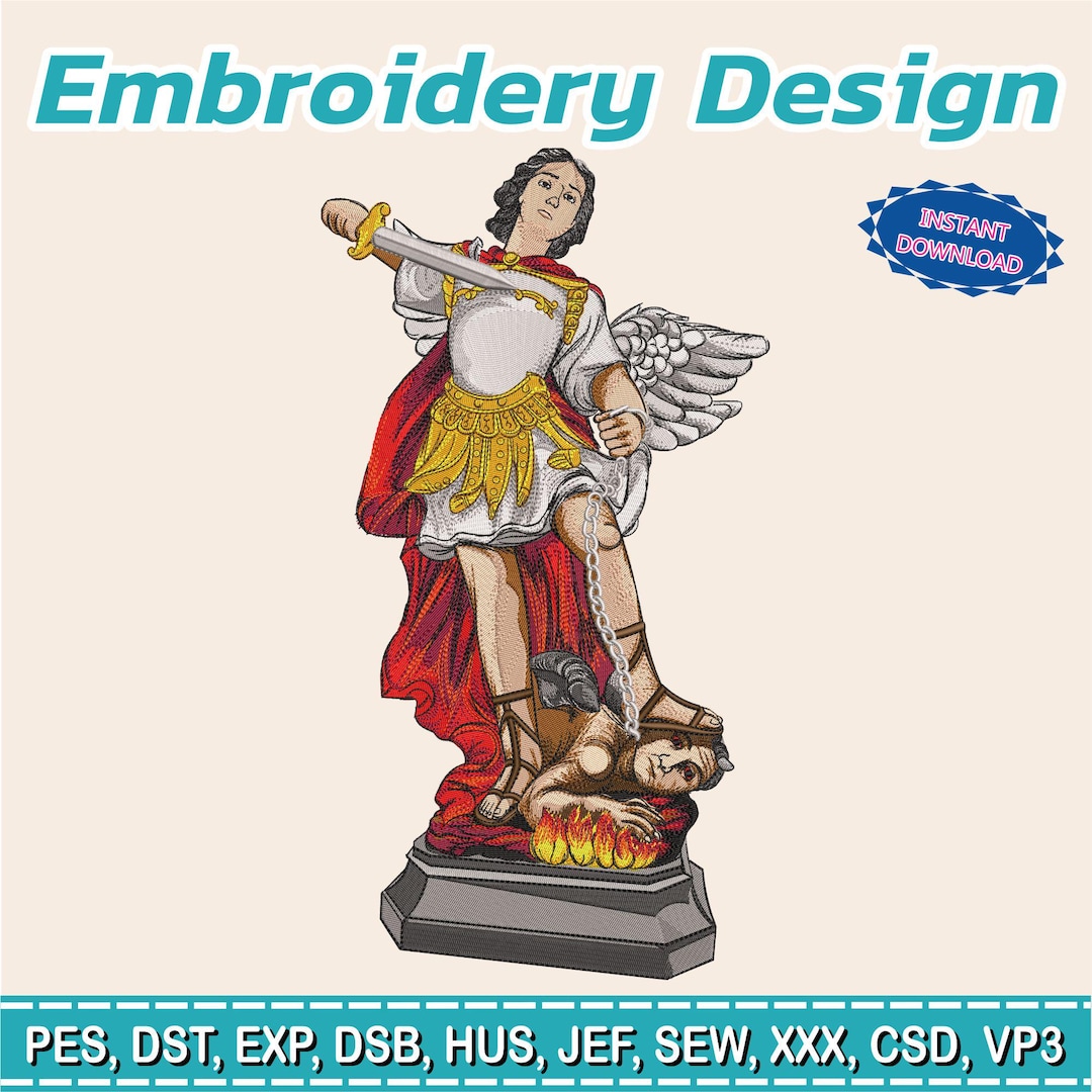 St. Michael Archangel Embroidery Design | Defeating Evil Pattern ...