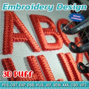 3D Puff Alphabet Embroidery Design for Cap |  Snake Alphabet | Foamy Raised Letters | Tested File | Instant Download