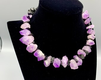 Cute & Comfy Crystal Necklace W/ Amethyst and Tourmaline