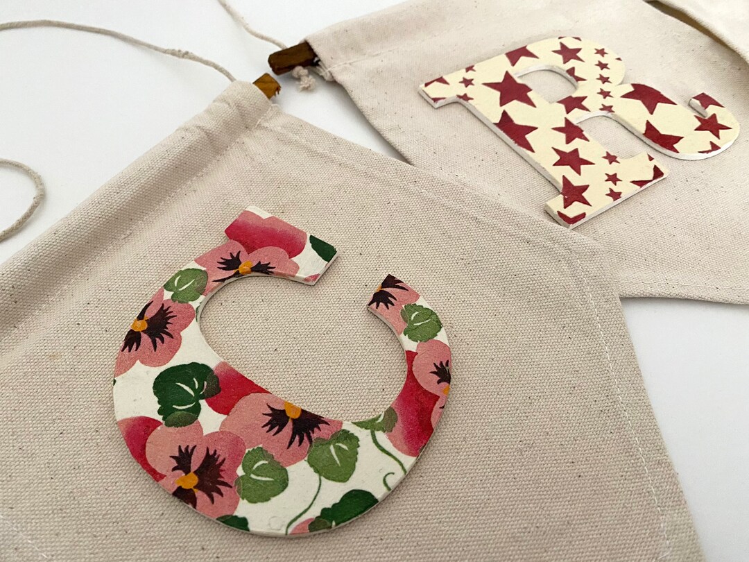 Personalised Initial Wall Hanging Decoration Banner Pennant Flag, Emma