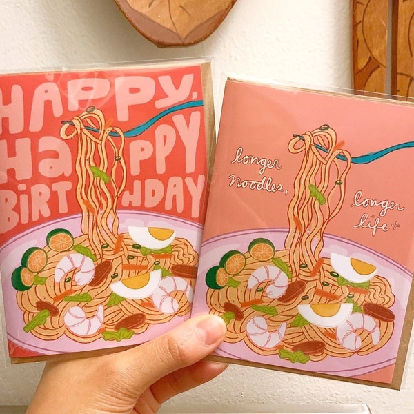 Longer Noodles, Longer Life Greeting Card