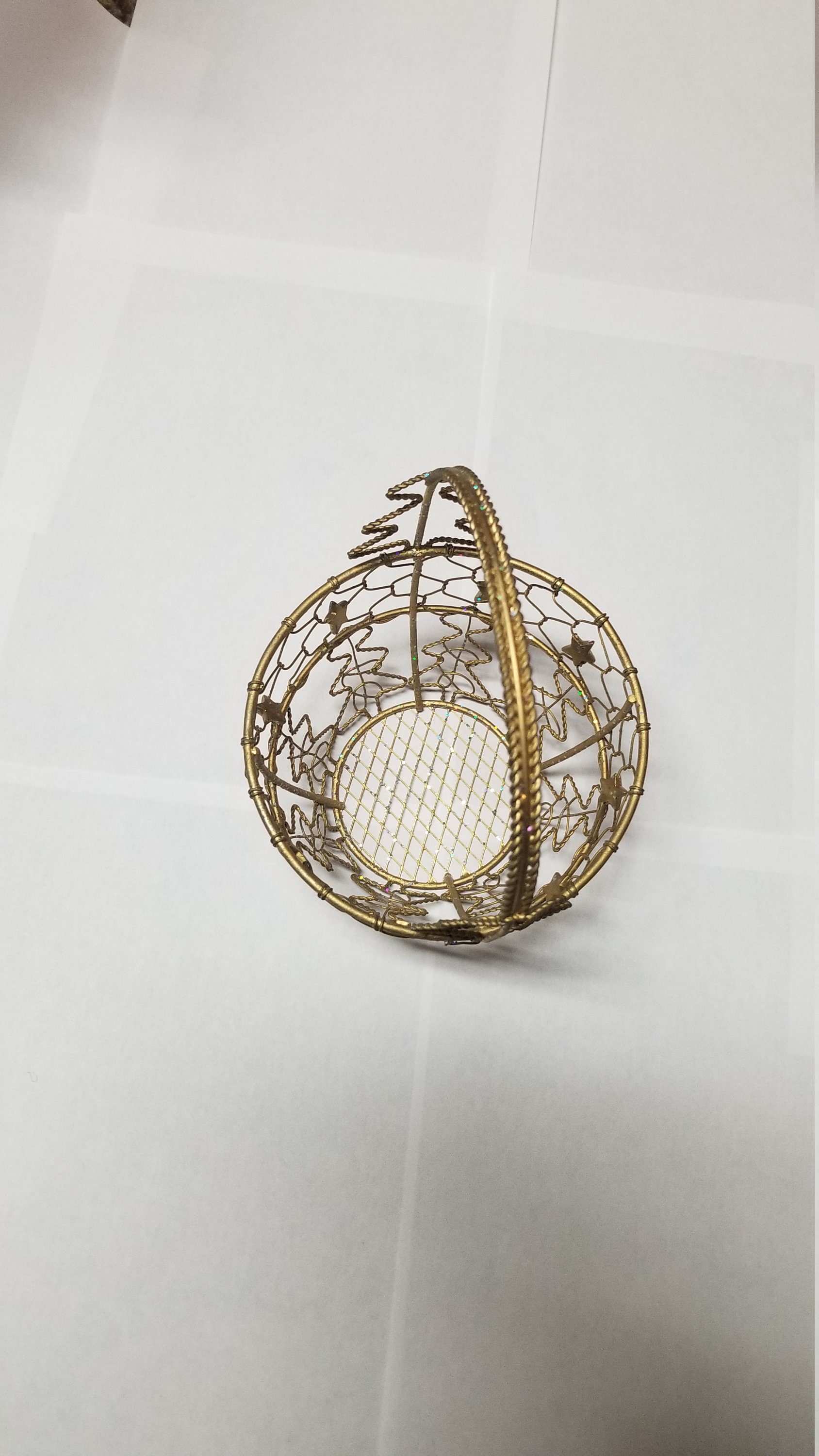 Handcrafted small metal wire basket with handle Etsy