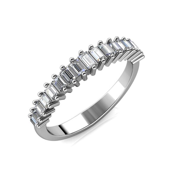 14K White Gold, 2.1 Ct Diamond, Engagement Eternity Band, Wedding Minimalist Ring, Anniversary Band, Party Wear Ring For Girls, Fine Jewelry