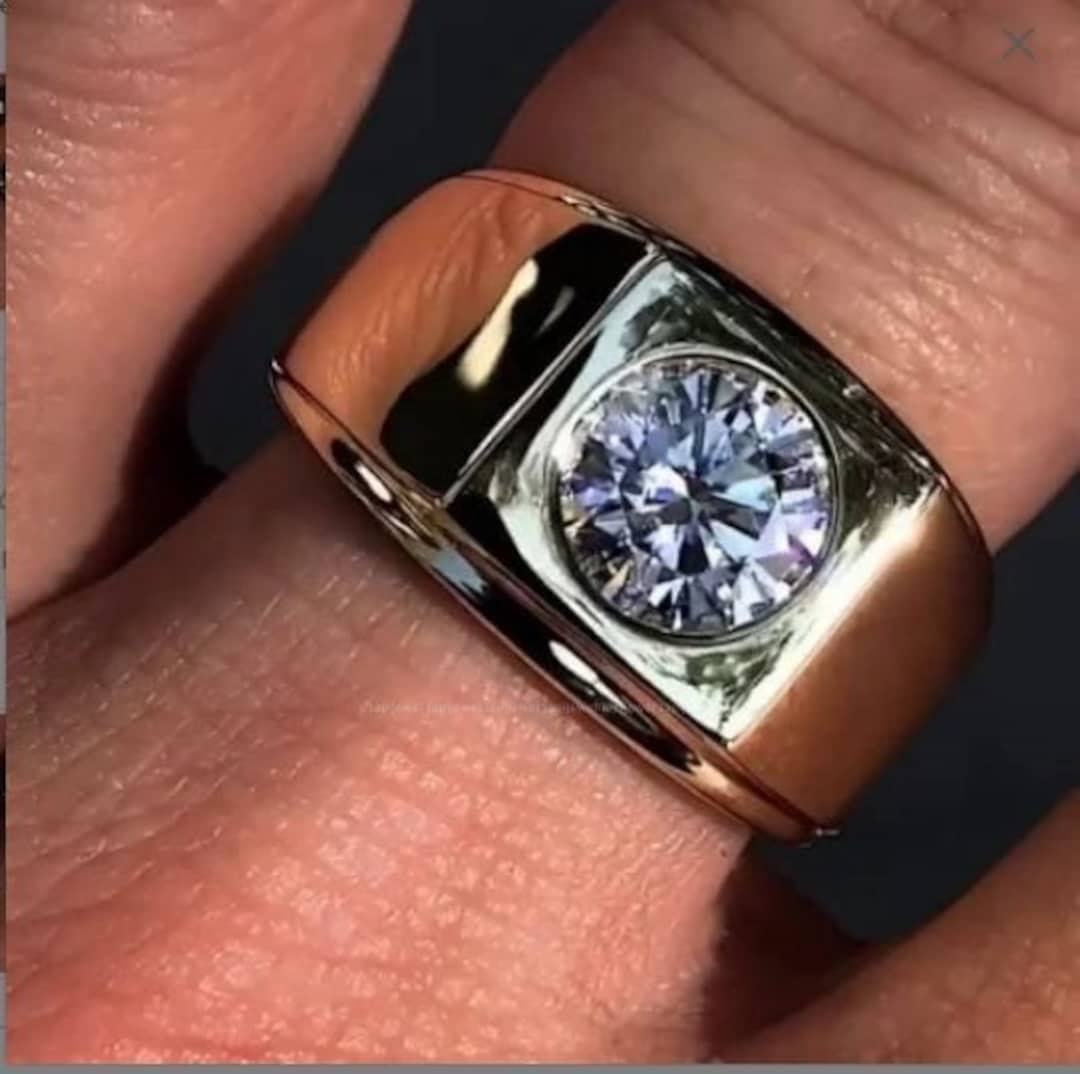 Men s Ring Forever One 2.1 Ct Colorless Moissanite Men s Engagement Band 14K White Gold Boyfriend Gifts Wedding Solitaire Ring Gifts Etsy