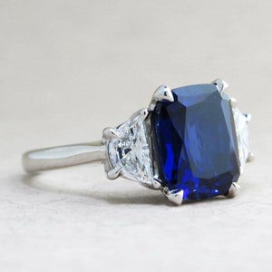 Engagement Wedding Gemstone Ring, 3.1 Ct Cushion Cut Sapphire, Personalized Gifts For Her, Promise Ring, 14K White Gold Ring, Gifts For Mom