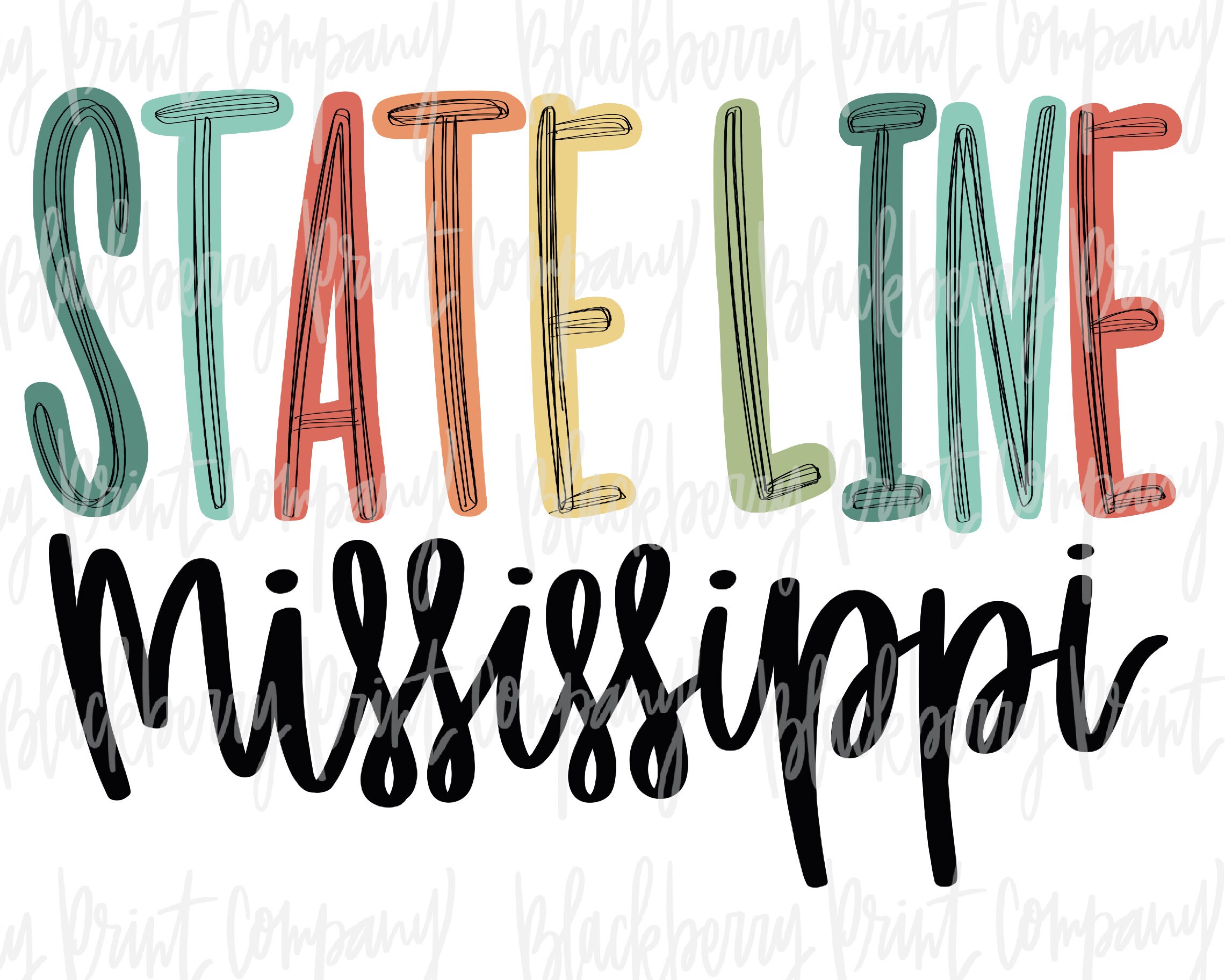 State Line MS City State PNG Sublimation Printable Etsy