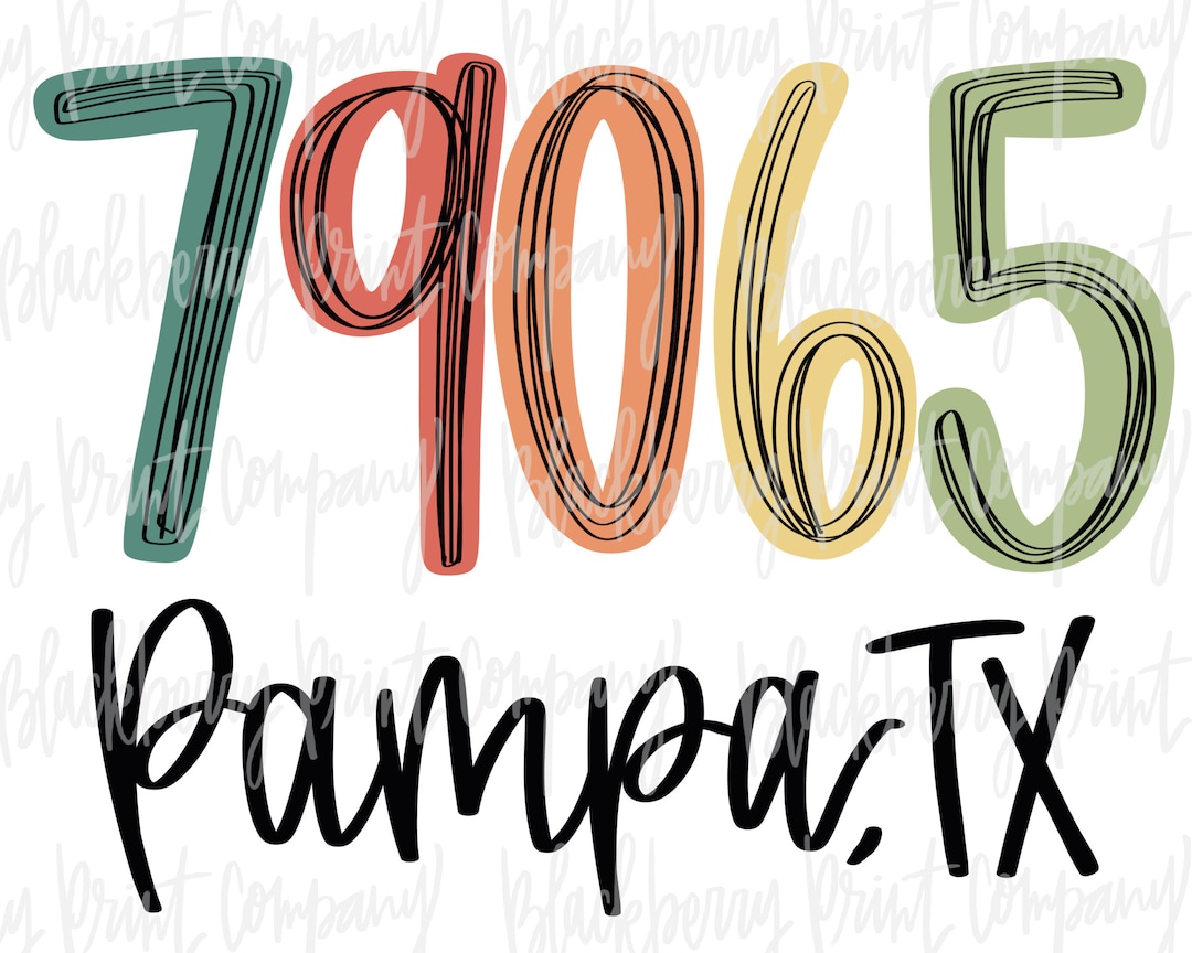 79065 Pampa TX PNG Zip Code Sublimation Printable Etsy
