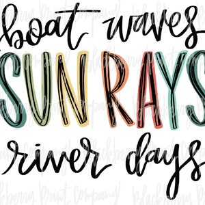 Boat Waves Sun Rays River Days PNG Sublimation Digital Download