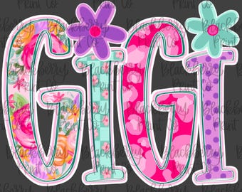 Gigi Wild Flower PNG Digital Download Hand Drawn Sublimation DTF