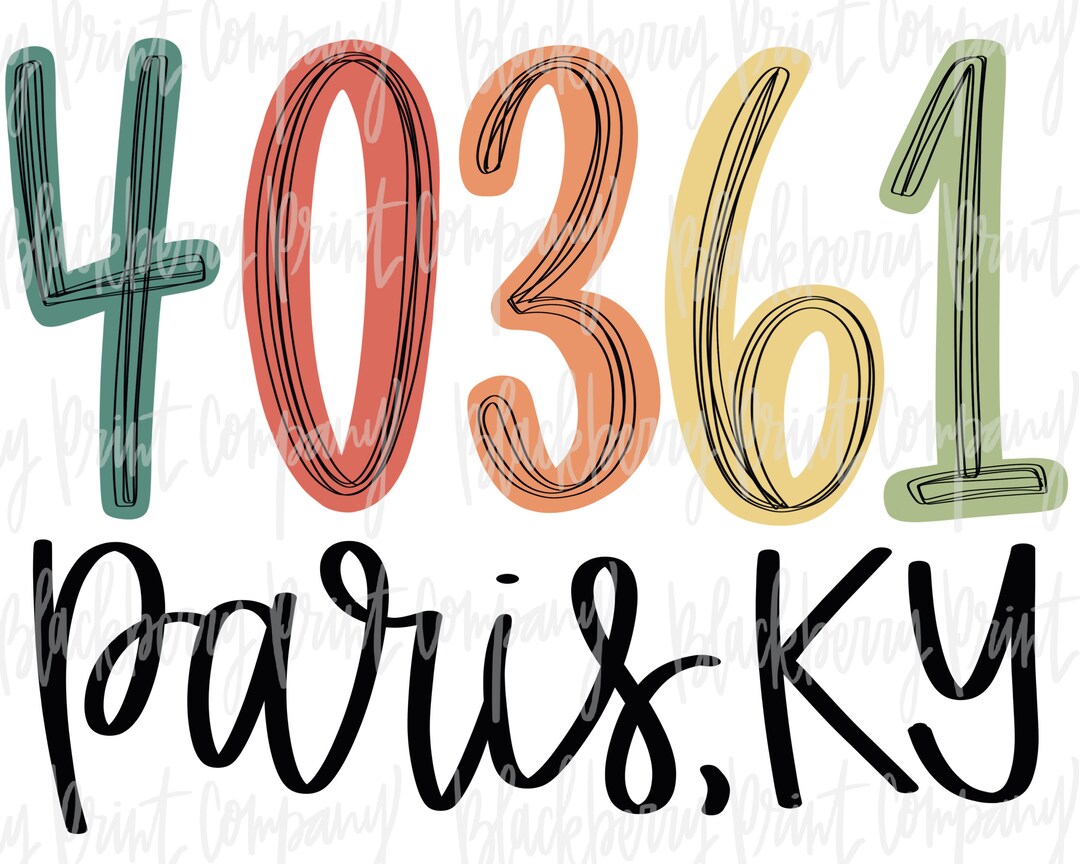 40361 Paris KY PNG Sublimation Instant Download Zip Code Etsy