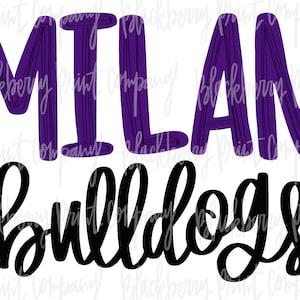 Milan Bulldogs PNG Sublimation Digital Télécharger Design lettré à la main