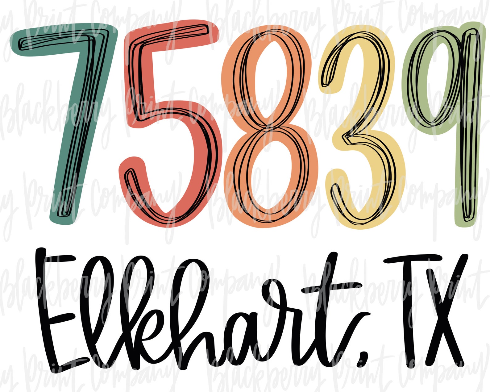 75839 Elkhart TX PNG Zip Code Sublimation Printable Etsy