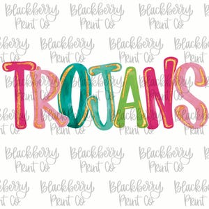 Trojaanse paarden mascotte glitter pop PNG digitale download handgetekende sublimatie DTF