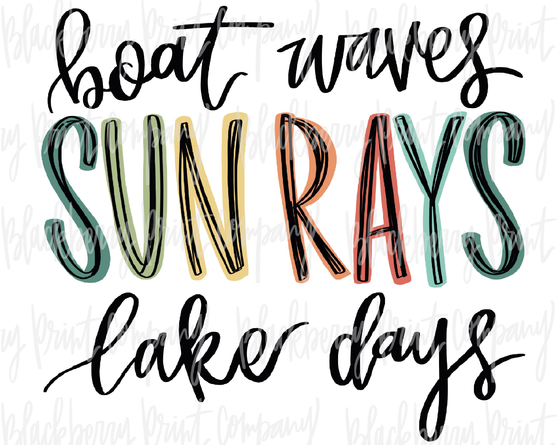 Boat Waves Sun Rays Lake Days PNG Sublimation Download Design