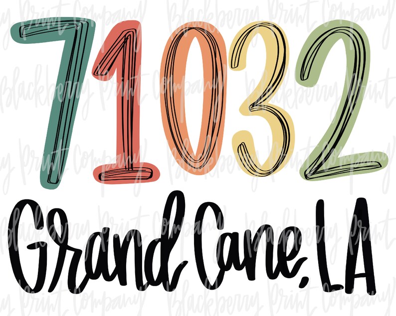 71032 Grand Cane LA PNG Zip Code Sublimation Printable Etsy