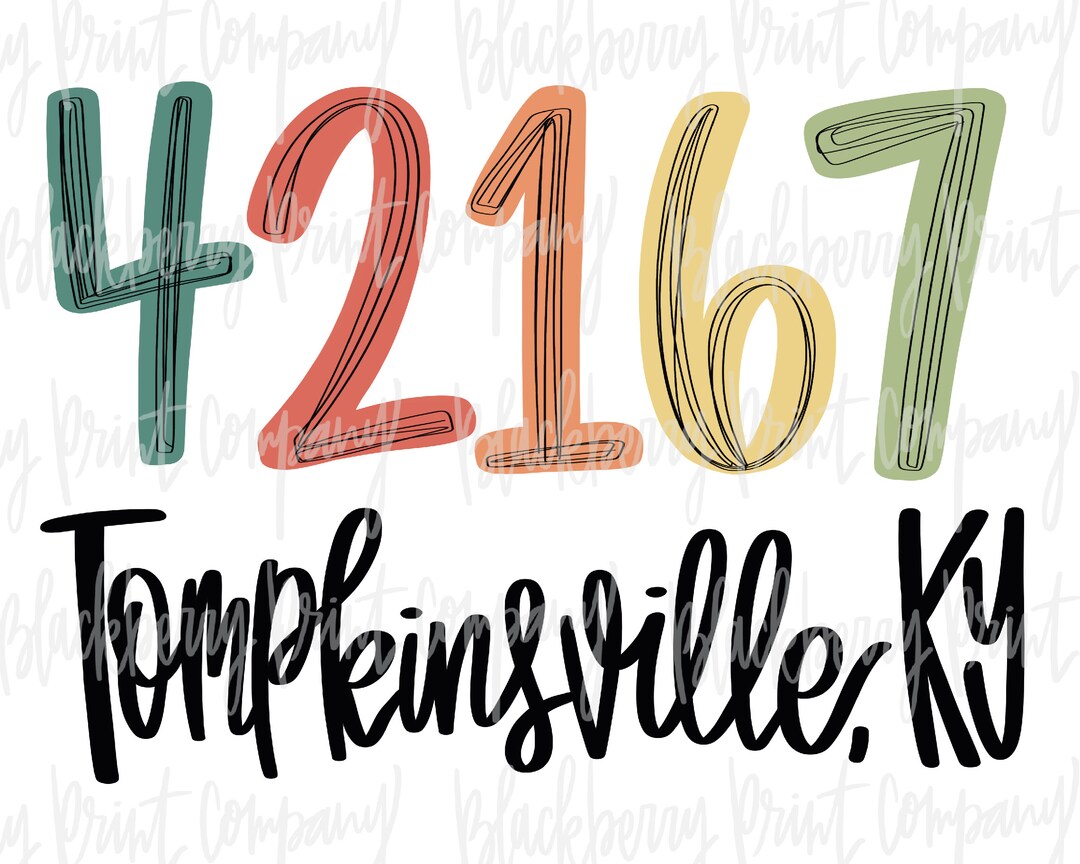 42167 Tompkinsville KY PNG Zip Code Sublimation Printable Etsy