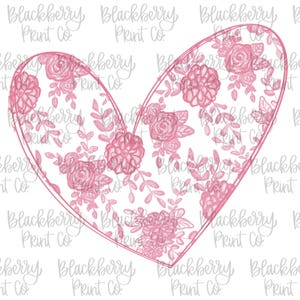 Rosa Chinoiserie Herz PNG Digital Download Handgezeichnete Valentinstag Design