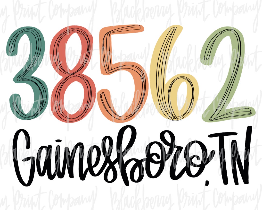 Gainesboro TN Zip Code PNG Sublimation Digital Download Etsy