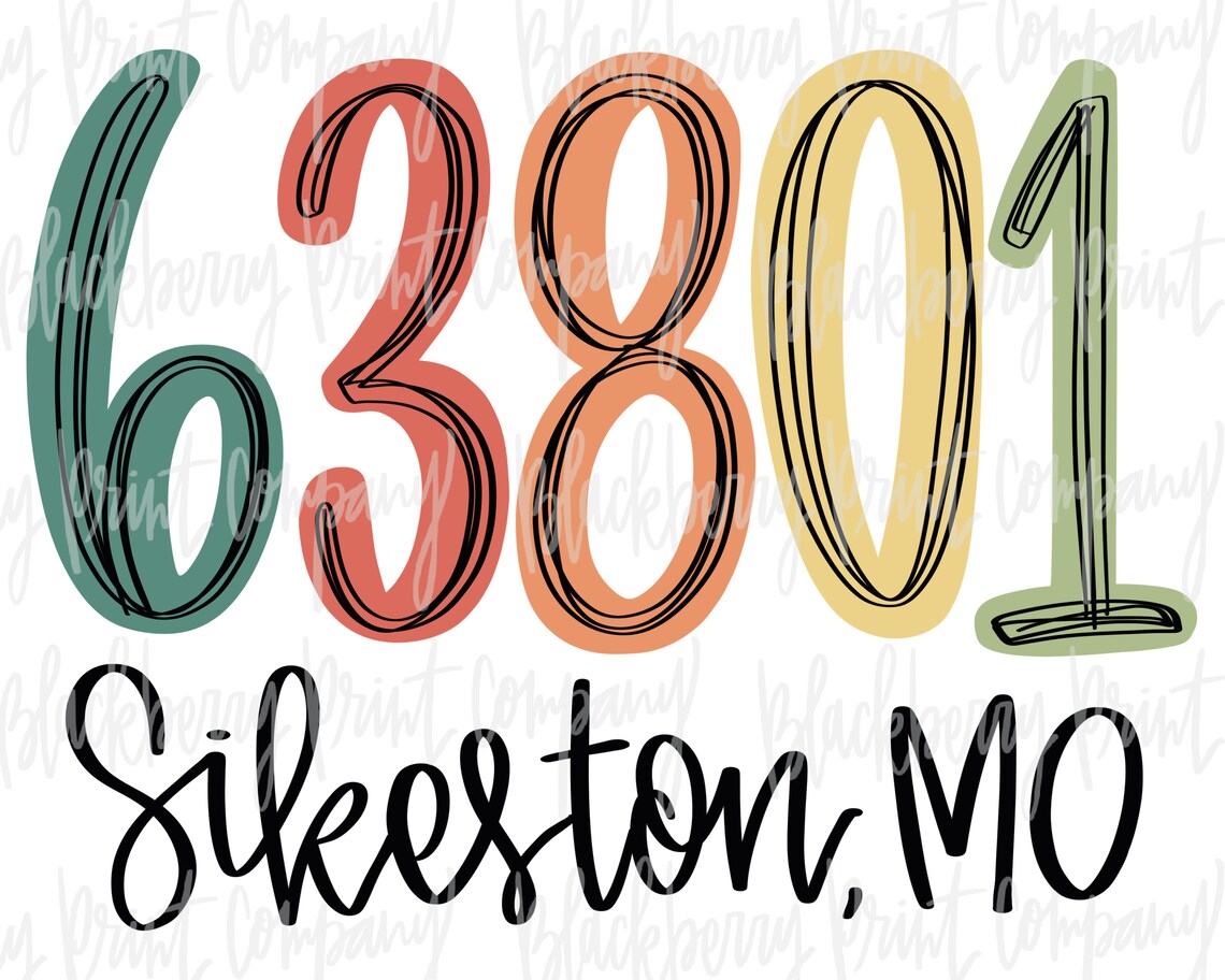 63801 Sikeston Missouri Zip Code PNG Sublimation Printable Etsy
