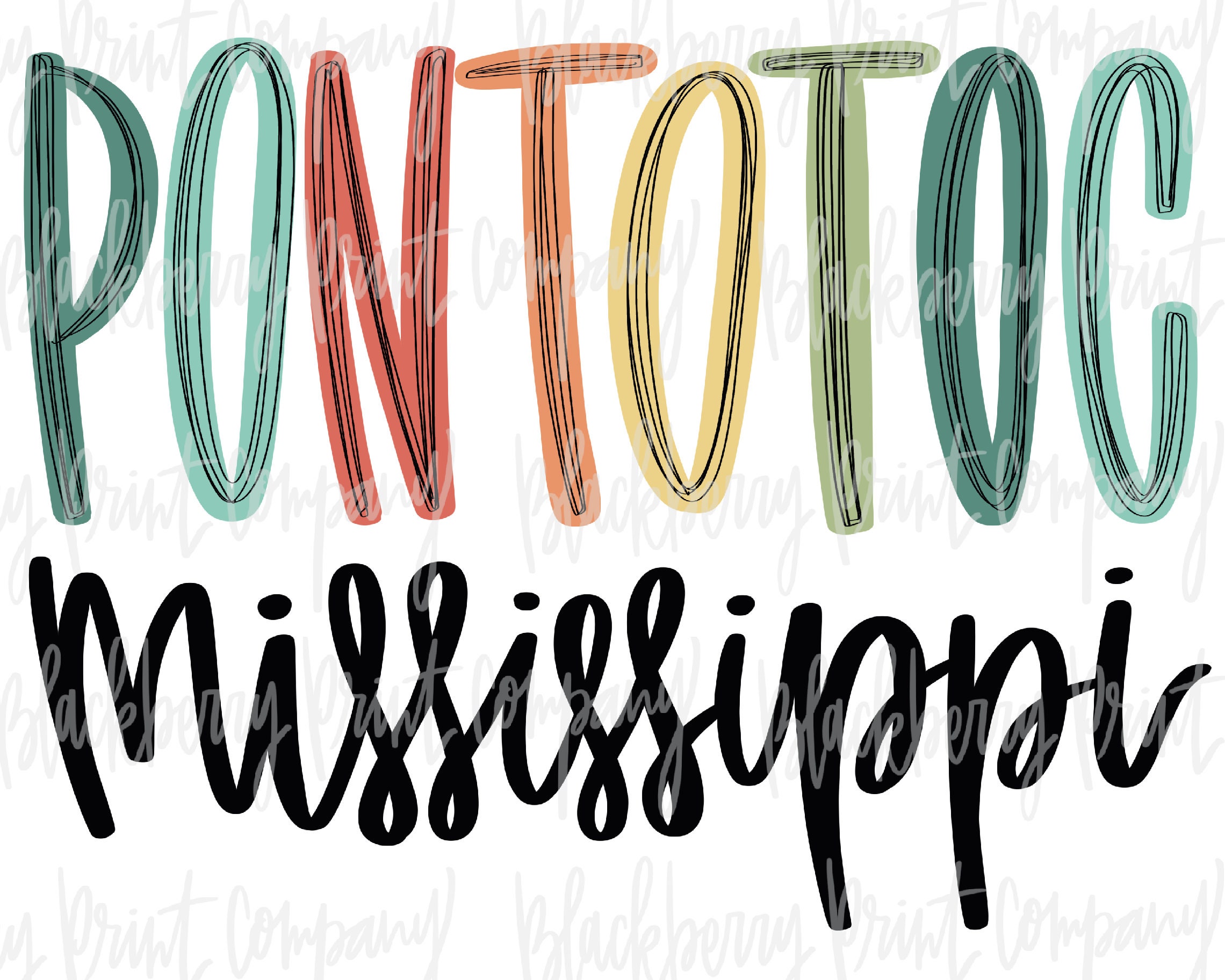 Pontotoc MS PNG Sublimation Hand Lettered Digital Download Etsy