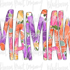 Mamaw Floral Filled Sublimation PNG Digital Download Hand Drawn