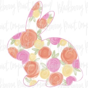 Floral Bunny PNG, Sublimation Download, Easter Bunny, Watercolor Sublimation Design