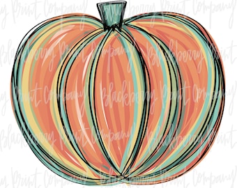 Pumpkin Colorful PNG Hand Lettered Sublimation Digital Download