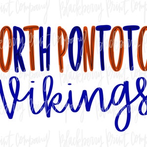 North Pontotoc Vikings PNG Sublimation Hand Lettered Digital Download