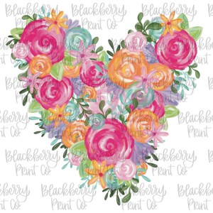 Floral Heart PNG Digital Download Hand Drawn Valentine&#39;s Design