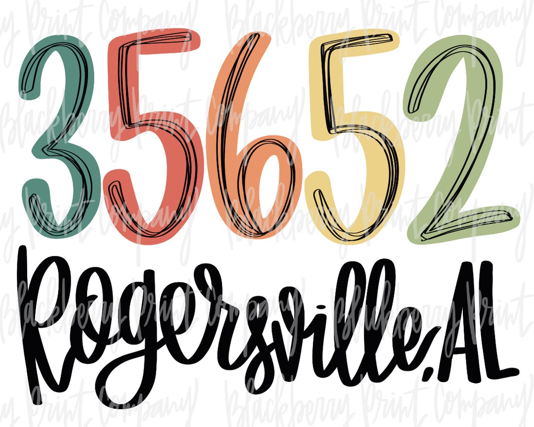 Rogersville AL Zip Code PNG Sublimation Digital Download Etsy