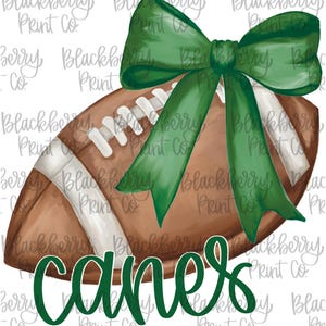 Football with Bow PNG Canes Football PNG DTF Sublimation Hand Drawn Hand Lettered Digital Download School Mascot