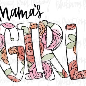 Mama&#39;s Girl PNG Sublimation Hand Lettered Digital Download