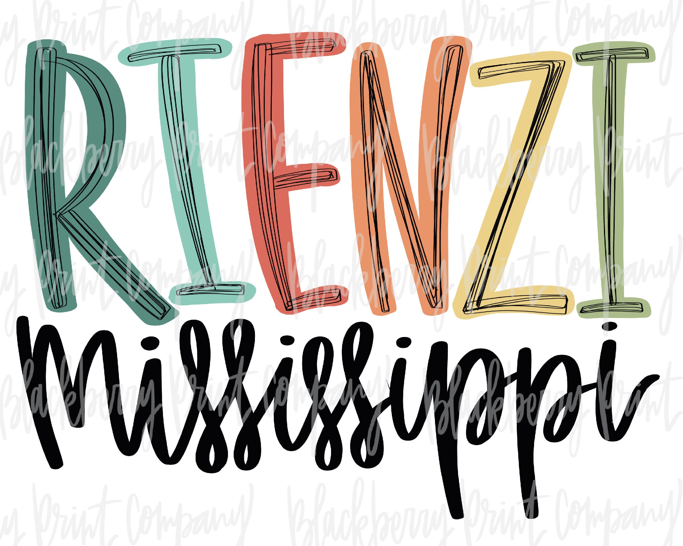 Rienzi MS PNG Sublimation Hand Lettered Digital Download Etsy