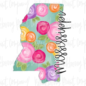 Mississippi Floral State PNG Sublimation Printable