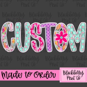 Benutzerdefinierte personalisierte Wilde Blume PNG Digital Download Hand gezeichnete Sublimation DTF