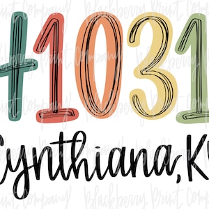 May include: A colourful graphic design with the numbers 41031 and the text "Cynthiana, Ky".