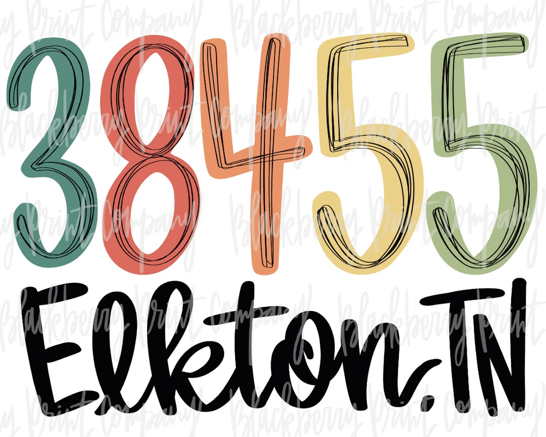 Zip Code City State Elkton TN PNG Sublimation Printable Etsy