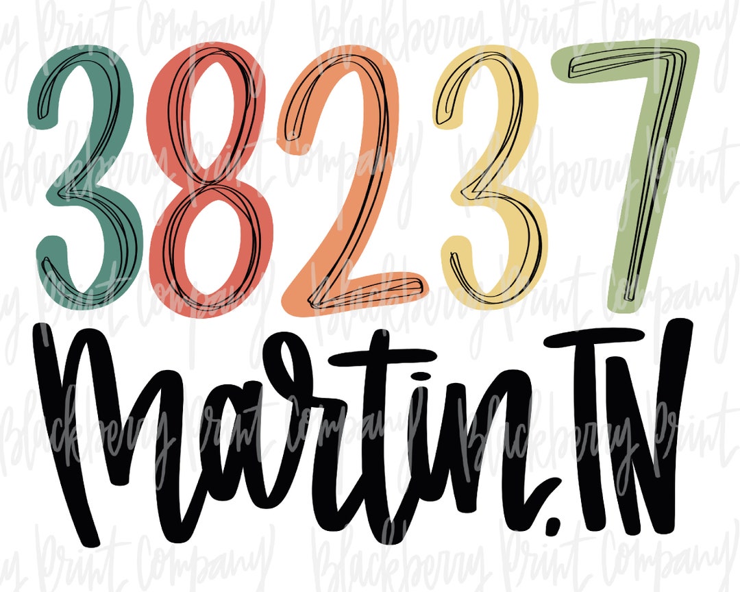 Martin TN Zip Code PNG Sublimation Digital Download Etsy