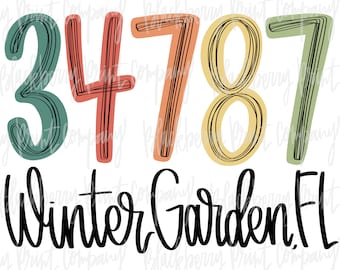 34787 Winter Garden, FL PNG Zip Code Sublimation Printable