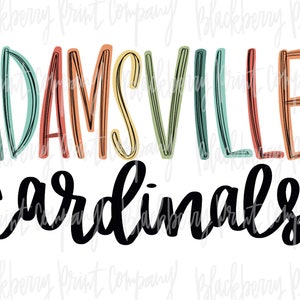 Adamsville Cardinals PNG handbeletterde sublimatie digitale download
